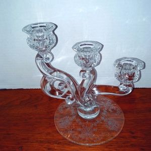 Vintage Heisey  3-Light Candle Holder Candelabra